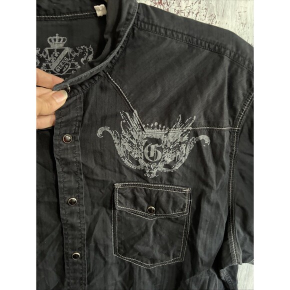 Guess vintage graphic button up short sleeve Men’s top Xxl Goth Grunge - Picture 3 of 8